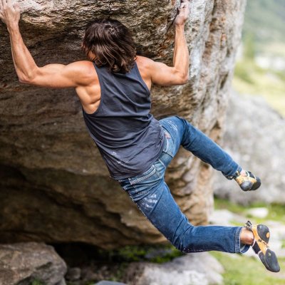 画像1: Moon Hubble X Jean Black Denim Pants Climbing Bouldering Pants Indigo 2021-24 ムーン ハッブル Ｘ ジーンズ ブラックデニム