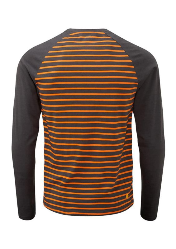 画像2: MOON Men’s Striped LS Technical Long Sleeve Shirt Charcoal/Orange  ムーン ストライプ ボーダー テクニカル 長袖シャツ 黒/オレンジ (2)