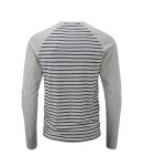 画像2: MOON Men’s Striped LS Technical Long Sleeve Shirt Grey Marl/Indigo  ムーン ストライプ ボーダー テクニカル 長袖シャツ グレー (2)
